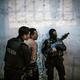 Members of the the fast response police unit detain a suspect